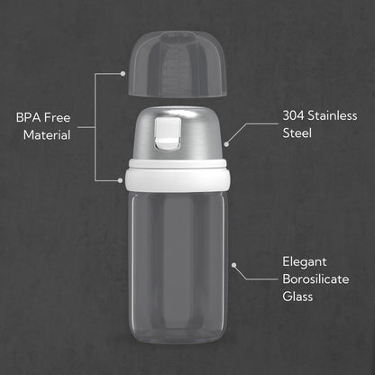 KTCHENDAO 2 in 1 Glass Salt and Pepper Shaker with Side Pour Spout, Built-in Lid for Moisture-proof, Elegant Borosilicate Glass Salt Pepper Dispenser set for Kitchen, BPA Free, 4oz (White)