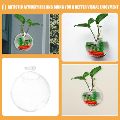 OKUMEYR Wall Mounted Hydroponic Glass Vase Set 4pcs, 10cm Glass Plant Terrarium with Removable Crystal Mud for Home Decoration and Succulent Propagation