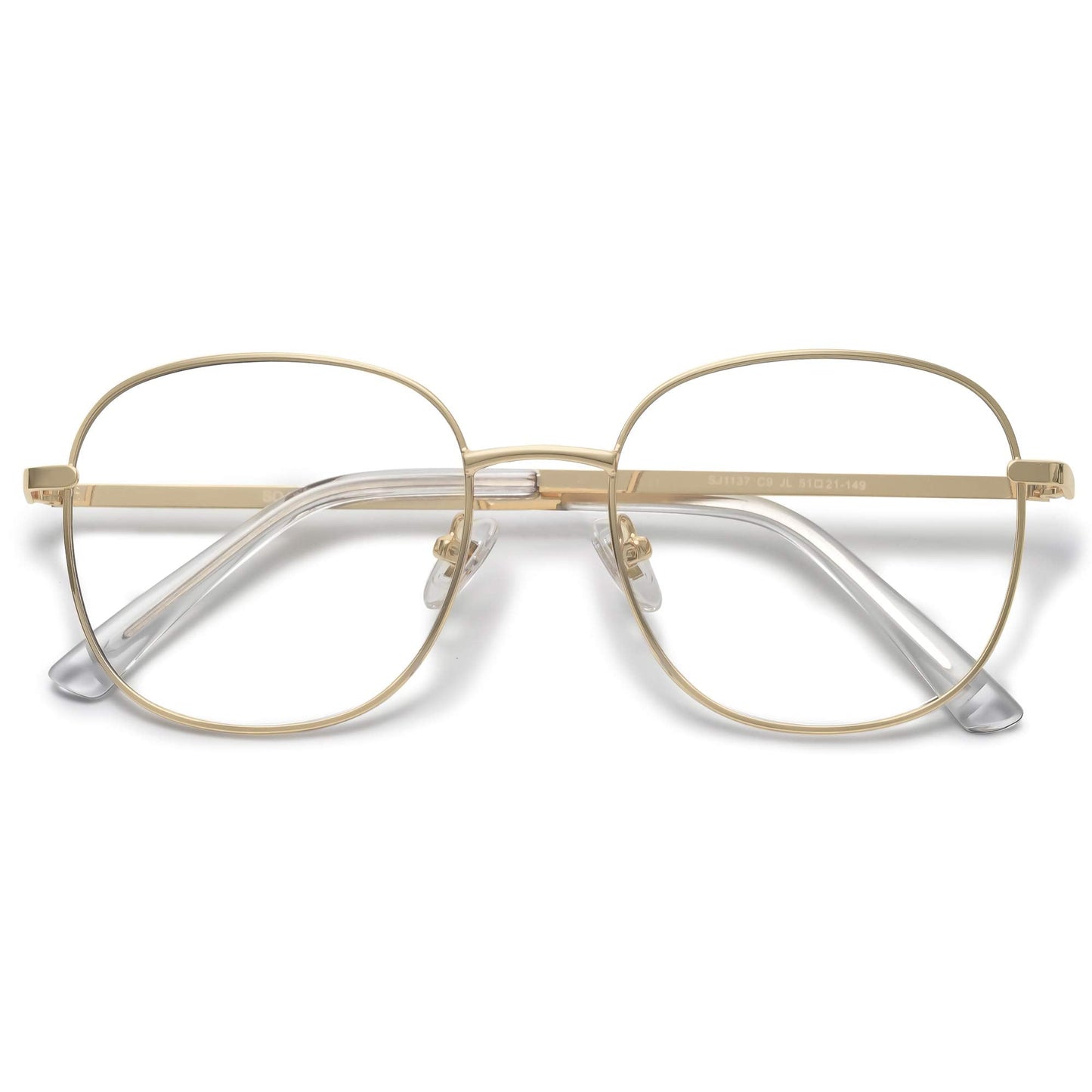 SOJOS Classic Square Blue Light Blocking Glasses for Women Men Stylish Computer Glasses SJ1137, Gold Frame/Anti-Blue Light Lens