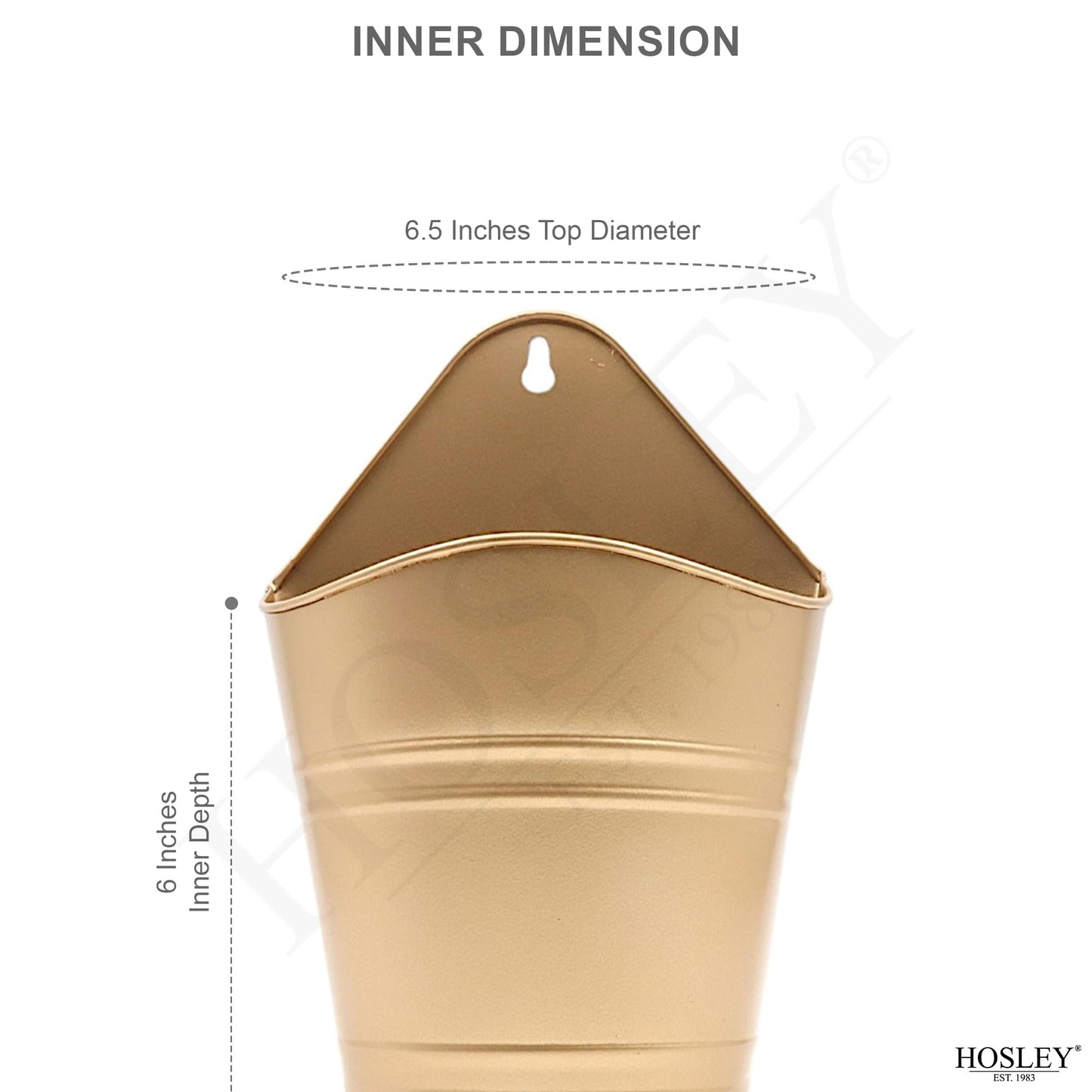 Hosley Set of 2 Gold Wall Planter with PVC Linner 6.25" L x 4" W x 10" H, Ideal Gift for Floral Arrangements Wedding Home Office Party DIY Indoor Outdoor Garden Patio