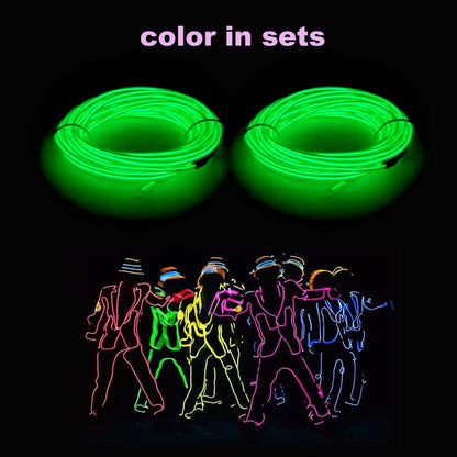 dobestyou EL Wire 5m Glow-in-the-Dark Flexible Light Strip, Waterproof, 2-Pack, Green for Costumes & DIY Decorations