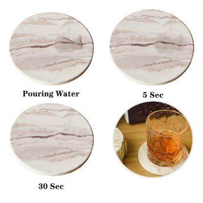 6Pcs Drink Coasters with Holder, Round Marble Style Ceramic Drink Coaster, Absorbent Coaster Set for Home Decor Tabletop Protection, Suitable for Kinds of Cups, Housewarming Gift, 4 Inches