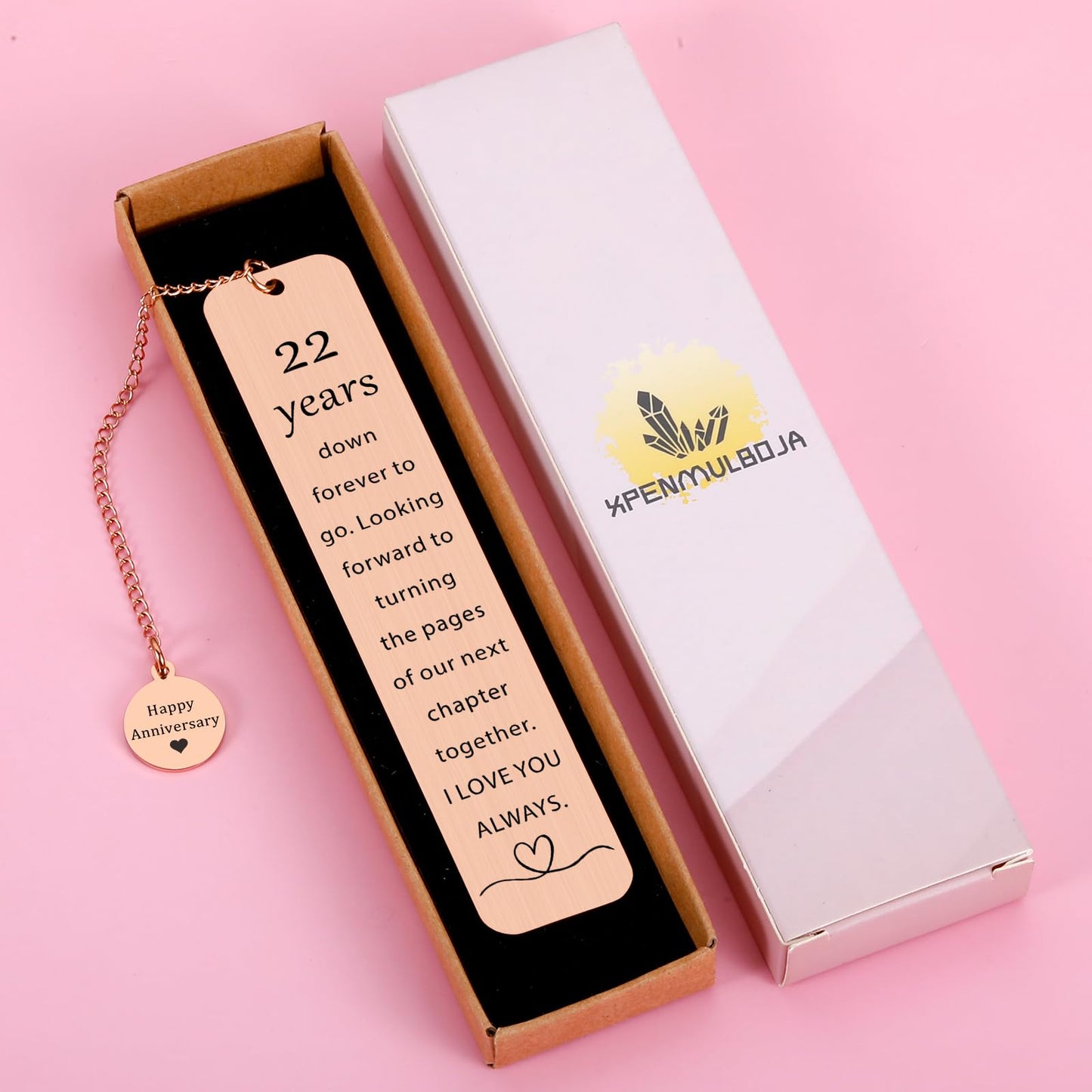 22 Year Anniversary Copper Gifts for Him/Her, 22th Wedding Anniversary for Wife Husband - Copper Anniversary Bookmark for Women Men Couple