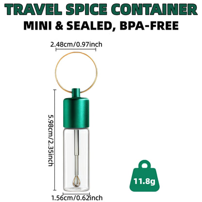 Petrip 5-Pack Travel Glass Spice Jars with Spoon - BPA-FREE Glass Food Storage Containers for Spices, Sugar & Seasonings