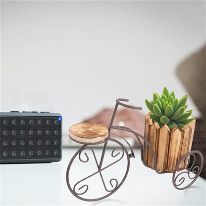 MIIKHI Wrought Iron Bike Plant Stand Rustic Style Bicycle Flower Pot Cart Holder Flower Basket (E 31.00 x 16.00 x 12.00 cm)