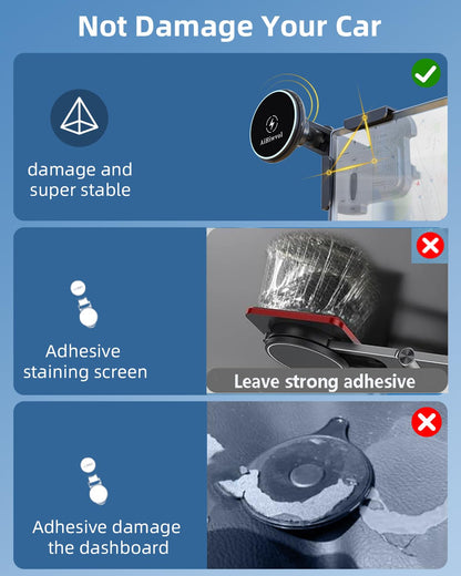 for Qi2 15W Tesla Magsafe Charger [Heat Restriction], Tesla Phone Mount Charger for Model Y/3/Laptop Screen, Wireless Fast Charging for iPhone 17/16/15/14/13/12 Series with 40″ C-C Cable