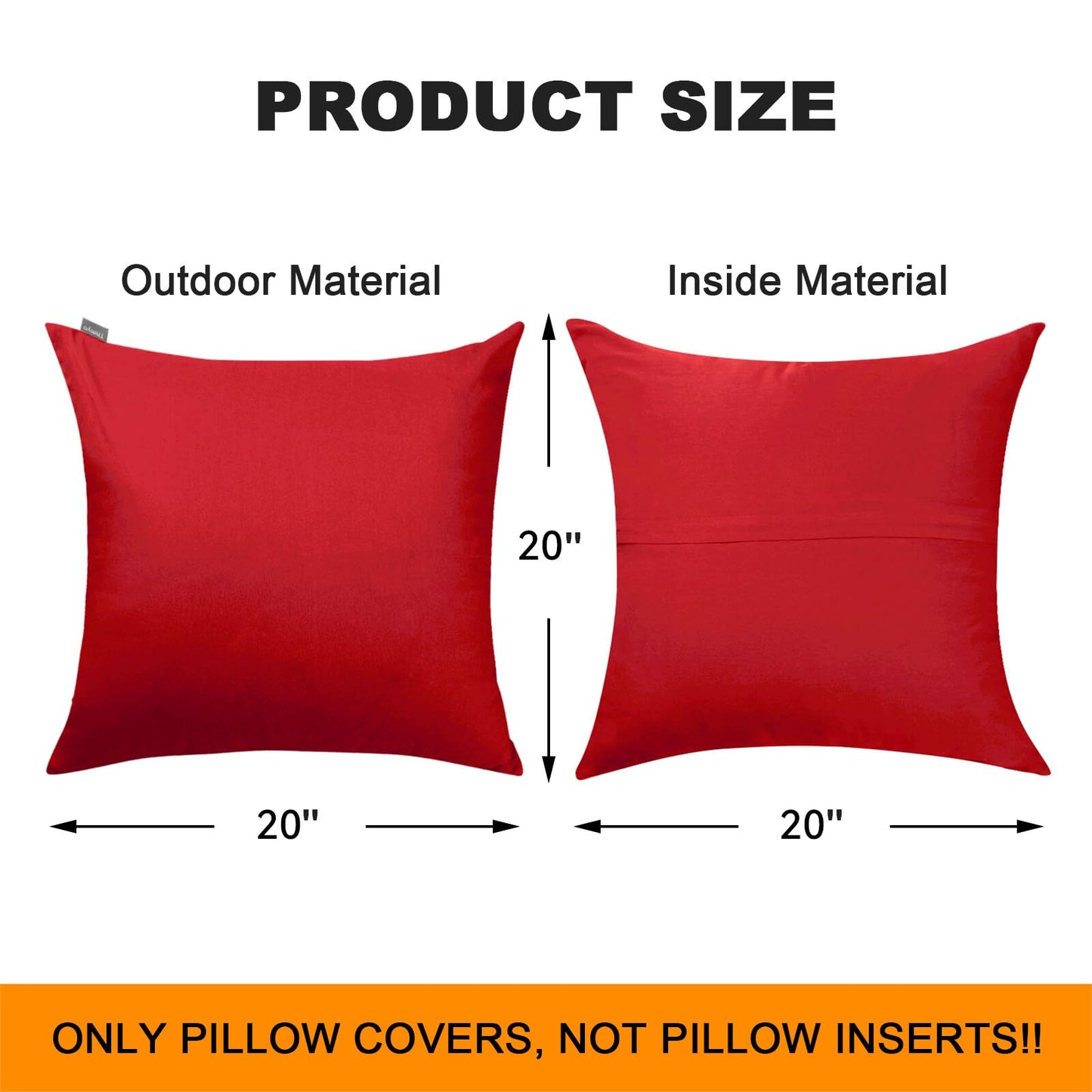 Thmyo 2 Pack Cotton Solid Decorative Square Throw Pillow Covers Christmas DIY Throw Pillowcase Blank Sublimation Pillow Cases Heat Transfer Pillow Covers Cushion Covers(20x20 inch/50x50cm, Red)