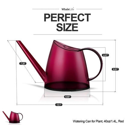 WhaleLife Indoor Watering Can for House Bonsai Plants (1.4L, Red)