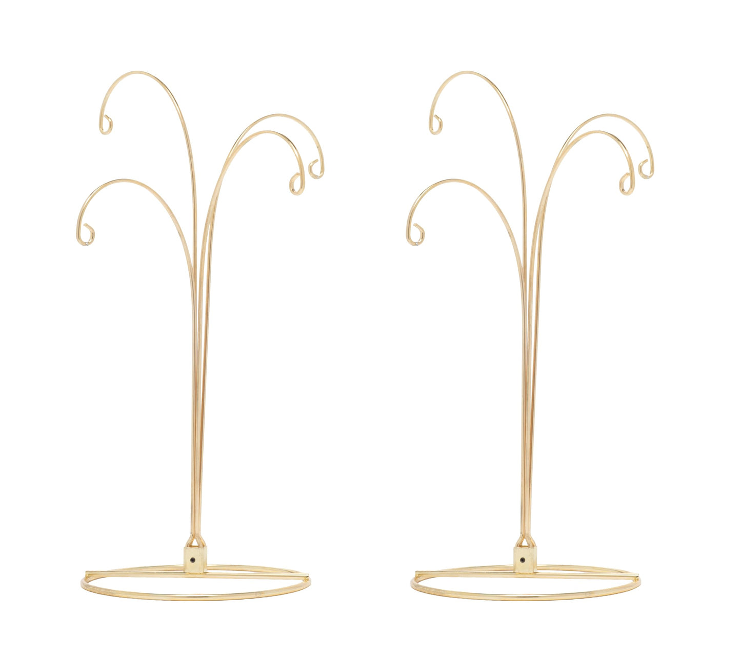 Creative Hobbies 2 Pack of Metal Ornament Display Stands – 12″ Tall with Four Hooks at Varying Heights for Christmas Ornaments and Keepsakes (Gold)
