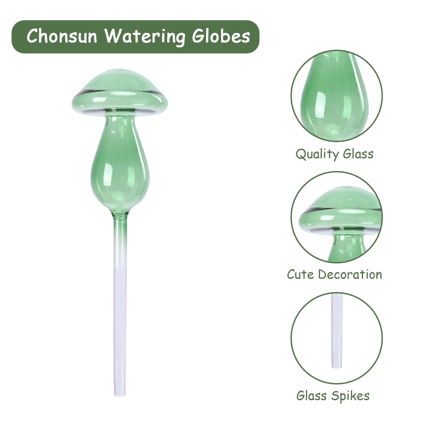 Chonsun Mushroom Plant Watering Globes 3PCS Plant Watering Devices Glass Self Watering Planter Insert Automatic Plant Waterer Indoor