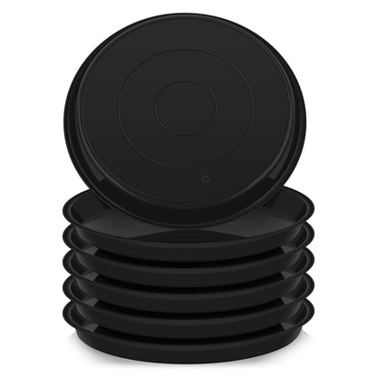 VUWEZ 6 Pack of Plant Saucer 14 Inch (12 Inch Base), 14 Inch Plant Saucer, Plastic Plant Trays for Pots, Plant Saucers for Indoors Round, Planter Tray for Planter 11"/12"/13" (14", Black)