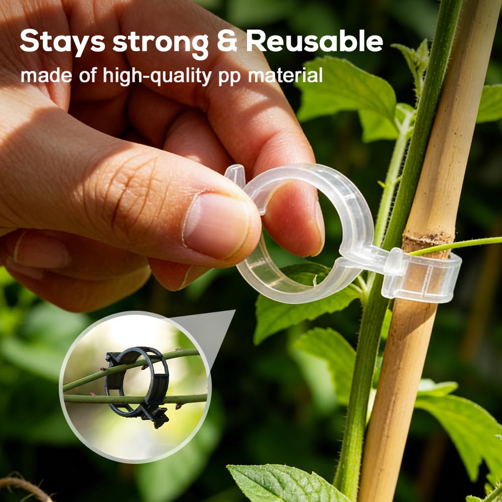 DSACL Plant Support Clips, 2026 Upgraded Tomato Plant Clips for Climbing Plants, Reusable Plastic Garden Clip for Grape Cucumber Stems Outdoor Vine Fixing Clip Gardening Supplies (50, White)