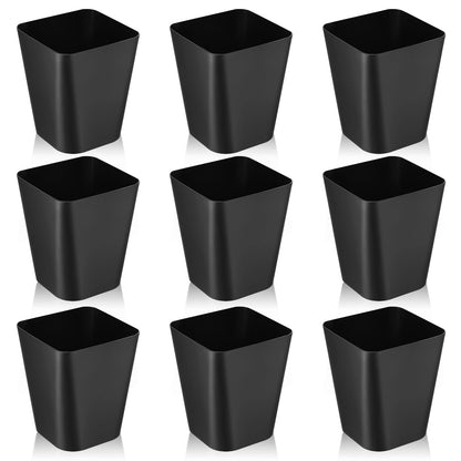 Hoolerry 9 Pieces Garbage Can 2 Gallon Small Trash Cans Bulk Bathroom Trash Bin Plastic Wastebasket Square for Bedroom Slim Bathroom Trashcan Small Container for Kitchen Office Home Rooms(Black)