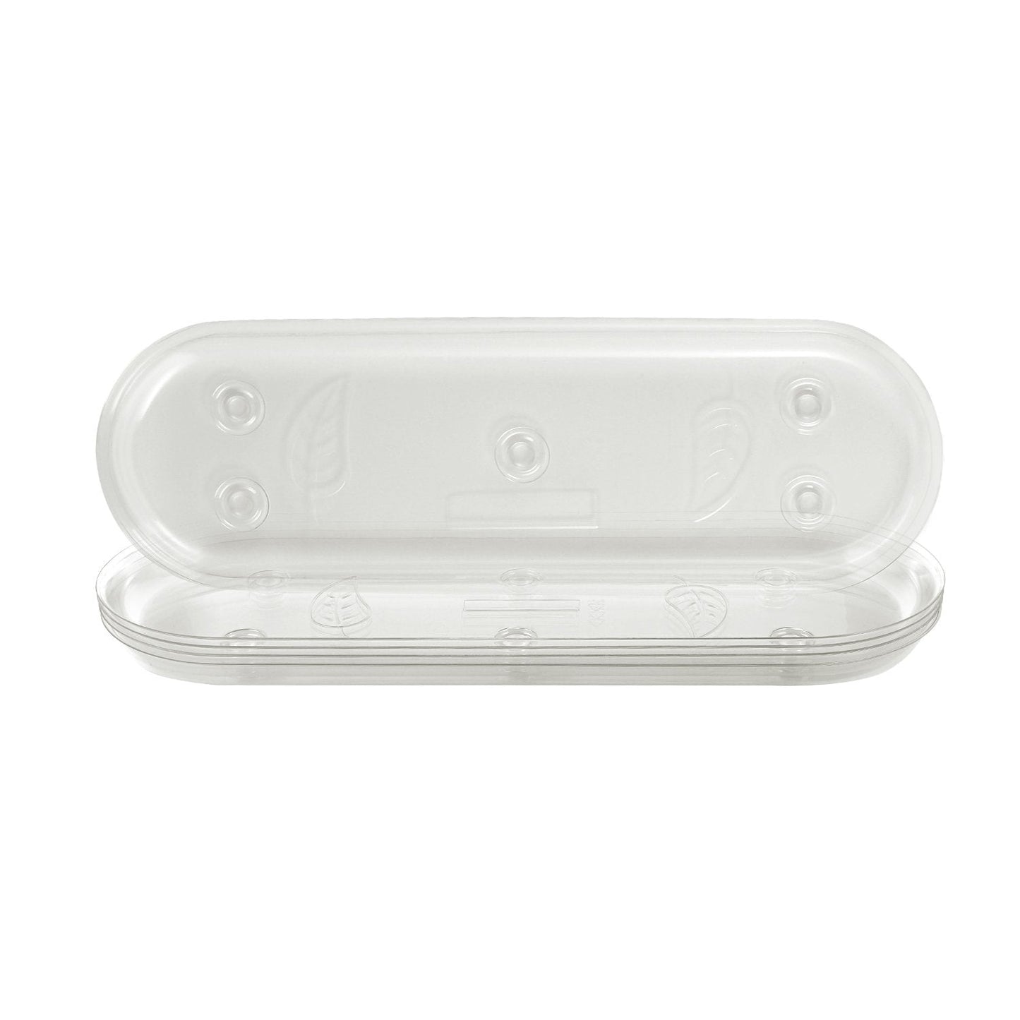 Idyllize Oval 5 Pieces of 14 by 4 5/8 Inches Clear Plastic Heavy Duty Plant Saucer Drip Trays for pots, Window Sills and Window Shelf (14'' x 4.6'')