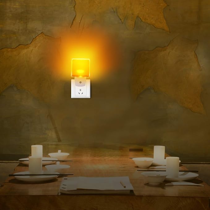 KINUR Night Lights Plug into Wall, UL Listed Soft Warm Amber Color Dusk to Dawn Sensor Plug in Night Light for Baby, Kids, Adults, Bedroom, Hallway, Kitchen, Bathroom, Stairs 2 Pack