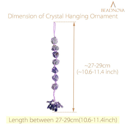 BEADNOVA Car Crystal Hanging Ornament Amethyst Positive Energy Gifts Crystal Car Accessories for Healing Decoration Yoga Meditation Home Decor