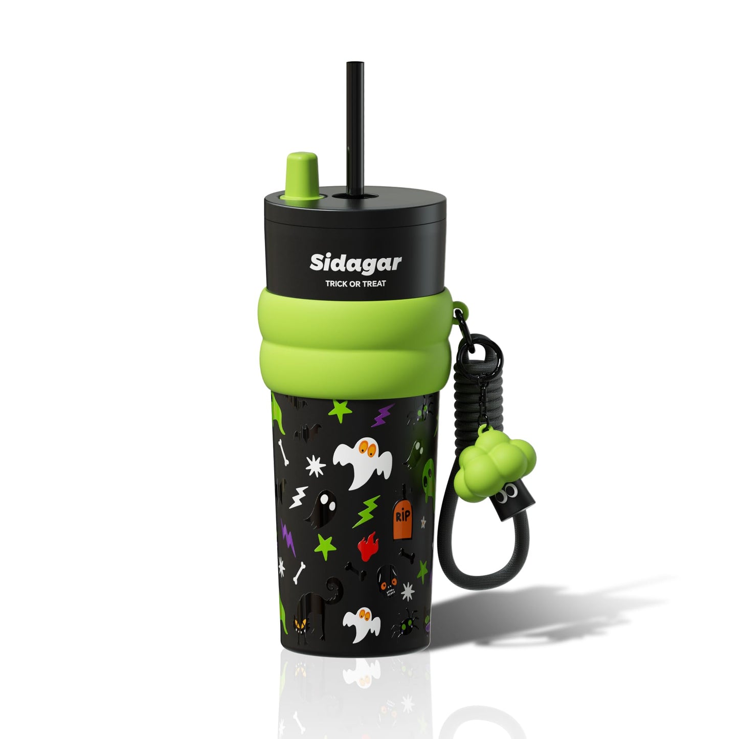 Sidagar 24 oz Tumbler with Lid and Straw, Insulated Coffee Mug Leak Proof, Portable Iced Travel Water Bottle, Reusable Thermal Coffee Cup, Gift for Women, Halloween
