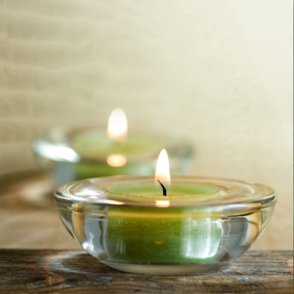 4 Pack,Clear Tealight Candle Holders, 3" Round Chunky Glass Candle Holder
