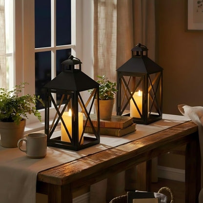 Bdor 2 Pack Fall Lantern Decor with LED Candle – 12 Inch Harvest Pumpkin Maple Leaf Hanging Lantern for Autumn Thanksgiving Table Centerpiece Indoor Outdoor Decoration, Battery Operated