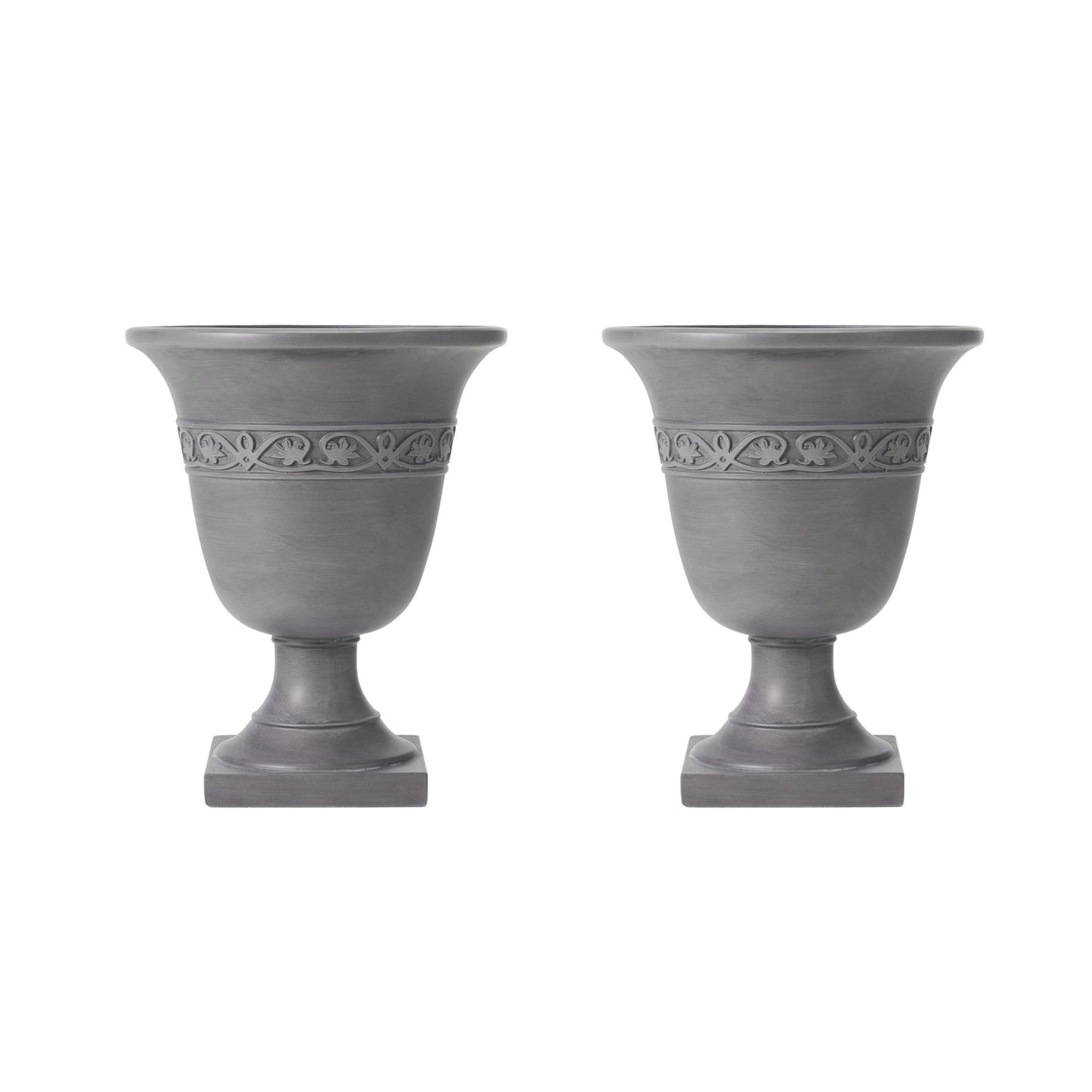 Christopher Knight Home Sical Round Concrete Planter Set of 2, 2 Pack Garden Flower Pot with Drainage Hole, MGO Patio Urn Planter for Outdoor Plants, Outdoor Planter Box, No Assembly, Light Gray