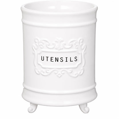 Mud Pie Circa Utensil Ceramic Holder, 6.5"x5" dia, Utensils