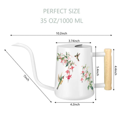 Watering Can Indoor Plants, 35oz Small Stainless Steel Metal Watering Can Modern Decorative Watering Pot with Long Spout for Indoor House Plant Bonsai Garden Flowers (White 1)
