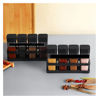 Four-Grid Barbecue Spice Bottle Household Set, Salt Pepper Jar Kitchen Sealed Seasoning Container Organizer(Coffee 4Pcs)