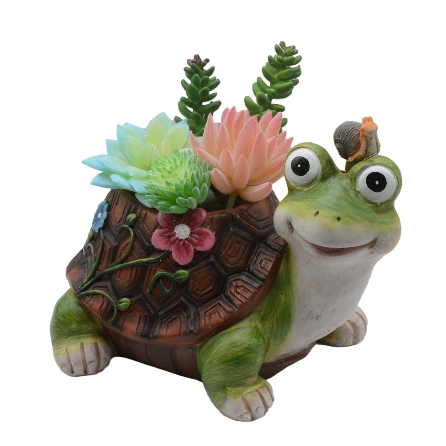 CALECACALO Turtle Plant Pots, Succulent Pots with Drainage Hole, Funny Tortoise Resin Flower Pots Planters for Outdoor Indoor Plants, Room Office Décor Plants NOT Included
