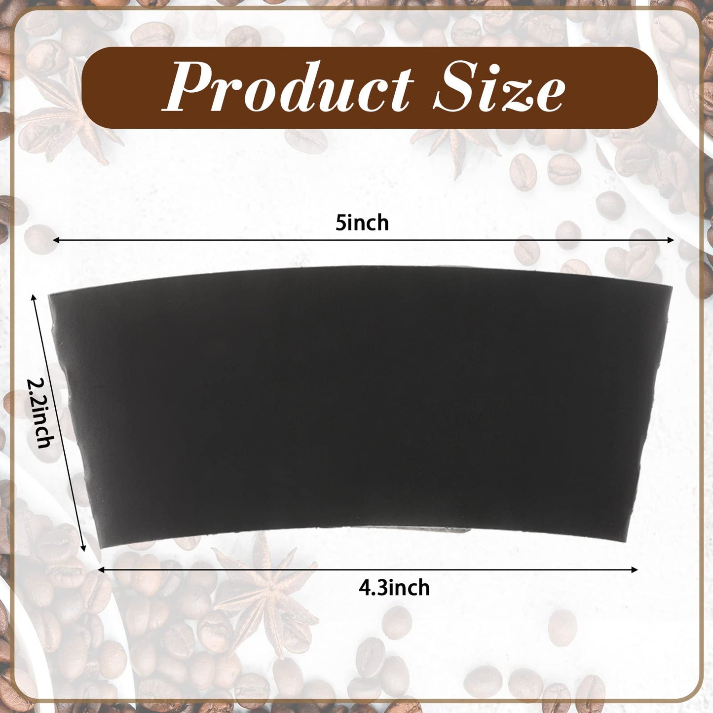 Thenshop 100 Pcs Black Coffee Sleeves Disposable Coffee Cup Sleeves Corrugated Kraft Paper Cardboard Protective Hot and Cold Insulator, Fits 12, 16, 20, 22, 24 oz Drink Beverage Cups