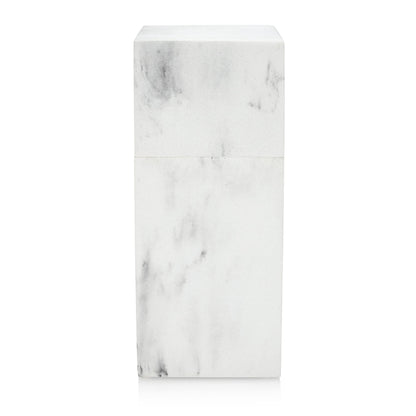 Essentra Home Toothbrush Holder with Lid, Elegant White Marble Bathroom Toothbrush & Toothpaste Organizer – Blanc Collection