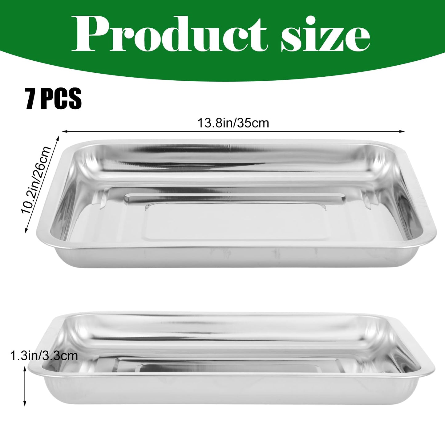 7 Pack Plant Germination Trays, Stainless Steel Plant Trays Metal Trays Stainless Steel Seed Starter Carry Trays Nursery Seedling Pots Water Collection Transplantation for Indoor Germination Sprouts