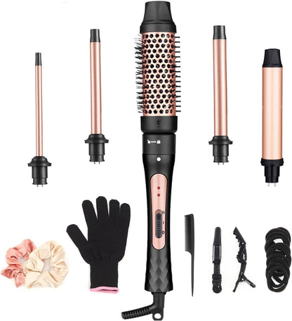 Curling Iron Wand Set, Curling Wand 3 in 1 Hair Curling Wands Interchangeable Ceramic 0.35-1.25inch Barrel Hair Curler, with Heat Resistant Glove