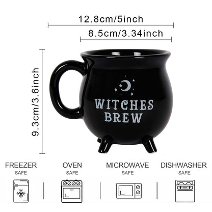 RAISLY Witch Brew Cauldron Coffee Mug 300ml/10oz Ceramic Beverage Mugs, Adorable Sorceress’s Potion Themed Water Cups, All-Season Drinkware, Ideal for Halloween Birthday and Party Presents