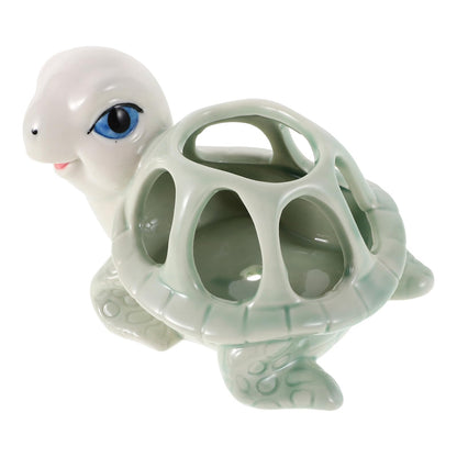 Housoutil Ceramic Animal Succulent Planter Pot Small Cute Turtle Shape Porcelain Mini Manual Planter for Indoor Desk Decoration