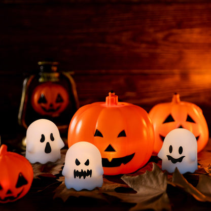Wondise Halloween Flameless Candles with Remote & Timer, 6 Pack Ghosts Battery Operated LED Flickering Candles for Halloween Decorations Home Decor