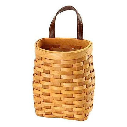 Hanging Basket Hanging Wicker Baskets, Hand-Woven Wood Storage Basket Portable Wall Hanging Flower Basket Organizer Fruit Vegetable Rattan Storage Holder Basket Container Home Decoration