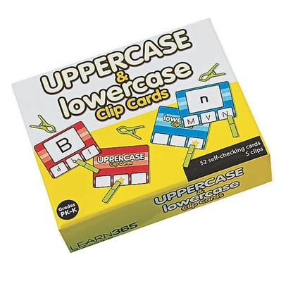 Fun Express Uppercase & Lowercase Letter Clip Card Set - Fun Learning Activities for Kids - Laminated Cardstock, 5” x 4” - Perfect for Early Education - 57-Pieces