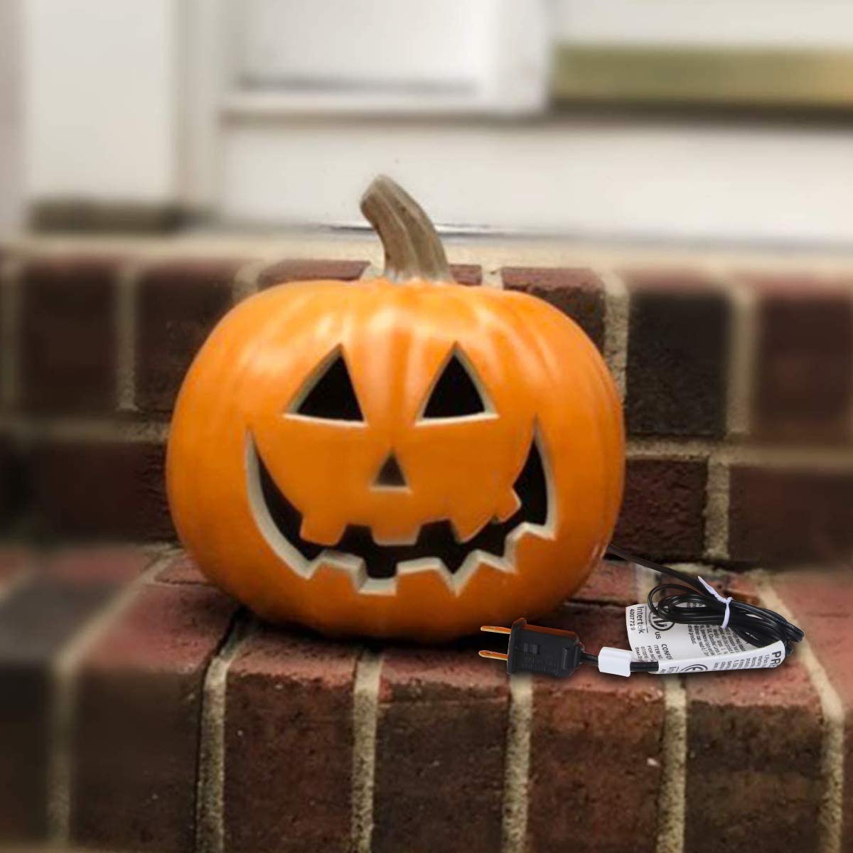 10" Jack-o'-Lantern - Halloween Light Up Pumpkin Lantern with ETL Certified Cord and 2 Safety Fuse - Indoor Outdoor Jackolantern Decoration for Halloween Party Home Décor - Lightened Pumpkin 10 Inch