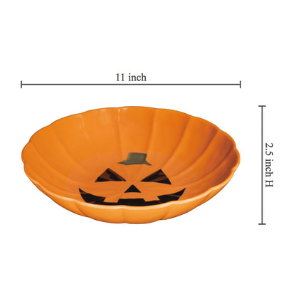 UPware Halloween Pumpkin Melamine Serving Bowl, Mixing Bowl, for Charcuterie, Food, Salad, and Snack, BPA-Free, Dishwasher Safe, Shatter-Proof, Orange, 11 Inch