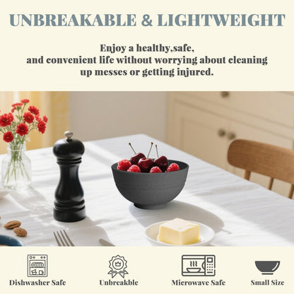 Homienly Wheat Straw Small Bowls, Dessert Bowls for Kitchen, Camping, Party, Unbreakable Mini Bowl Set of 8, 10 OZ Microwave and Dishwasher Safe Appetizer Bowl,Yogurt Bowls Set (Dark Grey)