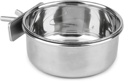 Hypeety Stainless Steel Food Water Bowl for Pet Bird Crates Cages Coop Dog Cat Parrot Bird Rabbit Pet (Medium,4.7 * 2.1in)