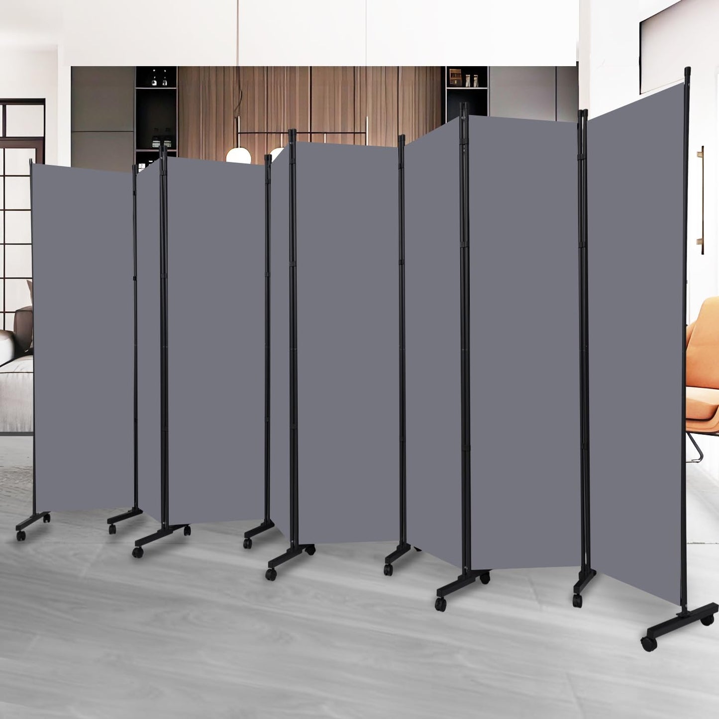 Room Divider 6 Panel-176''Wide Folding Privacy Screen,Large Partition Wall