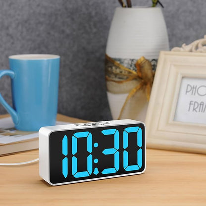DreamSky Small Digital Alarm Clock for Bedroom with Large Big Numbers | Electric Bedside Desk Clock with USB Charging Port, Brightness Dimmer, Adjustable Alarm Volume, USB-C Adapter Powered