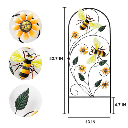 Garden Decor for Outside, YEAHOME 33 Inch Decorative Garden Stakes with Flowers Bees, Metal Spring Garden Decorations Yard Art for Outdoor Patio Yard Lawn Backyard