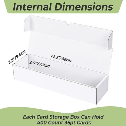 PHAREGE 15 Pack Trading Card Storage Boxes All White for 6000 PC 35pt Cards | 60 Dividers, Sport Card Storage, Card Shipping, Flat Bottom, Shape Well, Easy Fold, Easy Open, DIY Cardboard, Self-locking