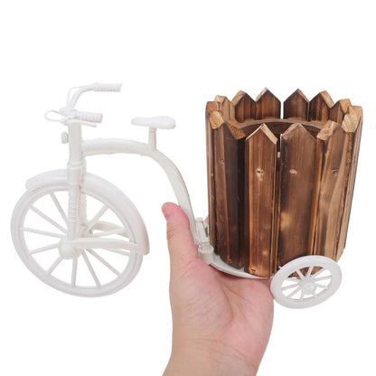 KONTONTY Flower Pot Stand with 3 Decorative Wheels - Bicycle Planter Baskets - Tricycle Plant Stand for Outdoor, Indoor, Home, Balcony, Patio, Garden, Backyard