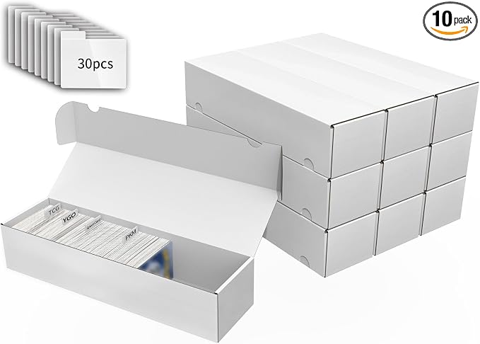 Collectible Trading Cards Storage Box, Card Storage Box with Trading Card Dividers, Collectible Trading Cards (10-Pack)