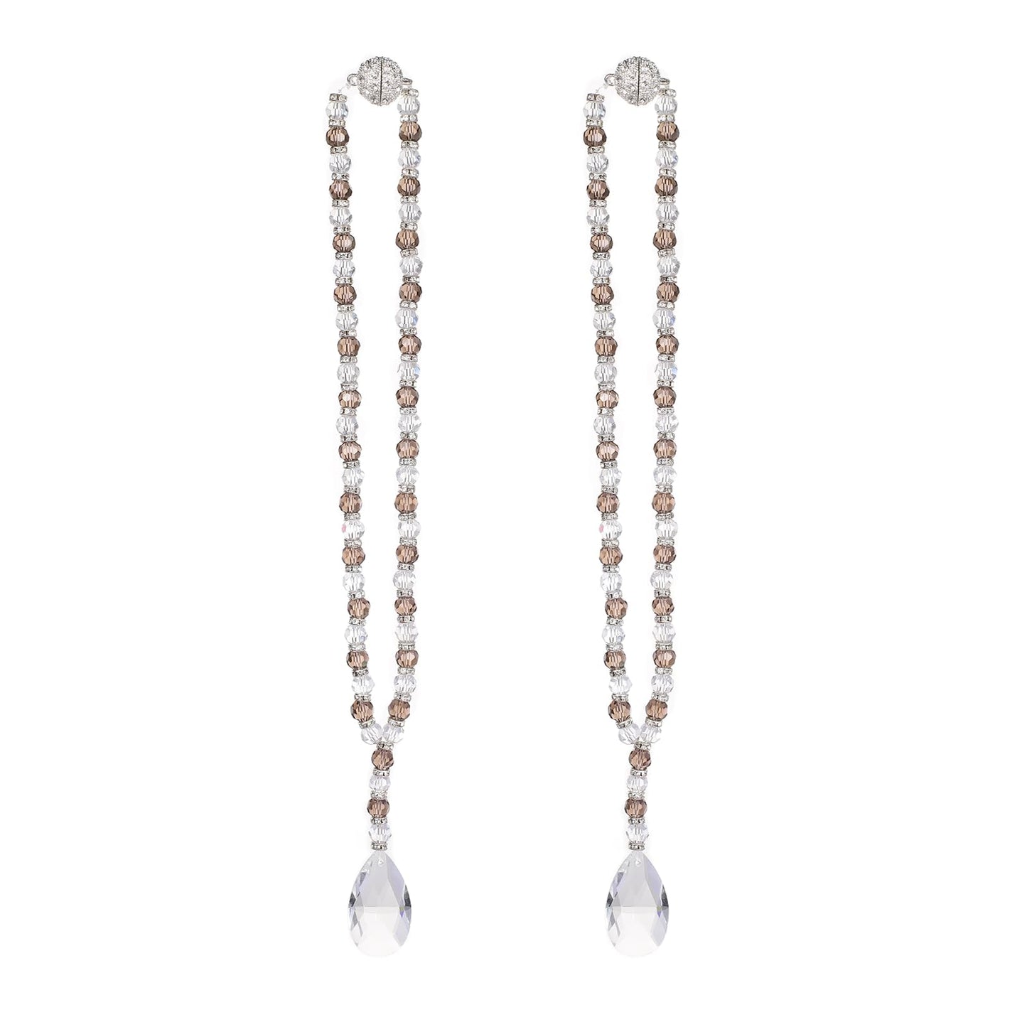 SUQ I OME 1 Pair of Luxury Crystal Beaded Magnetic Curtain Tieback and Holdback Curtain Clips Curtain Buckle Curtain Holder Blingbling Curtain Holdbacks for Drapes,Gray