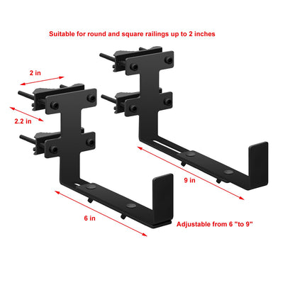 Planter Box Bracket, Flower Box Holder Circular and Square Railings Brackets,Adjustable Deck Railing Planter Box Holder for Patio Garden Fence Pergola Balcony (4 Pieces)