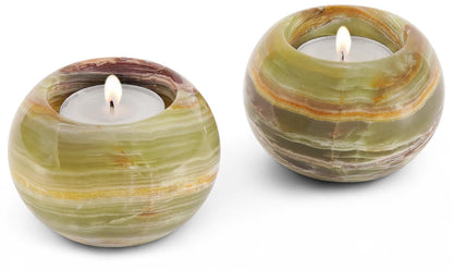 SPESHSTONES Marble Tealight Candle Holder 3 Inch Green Onyx Mini Votive Candle Holders for Table Centerpiece, Valentines Day Decorations & Room Decor, Decorative Candles Holders for Wedding Gifts